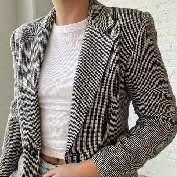 Vintage 80s Joan Leslie Tweed Single Breasted Blazer - Picture 7 of 8